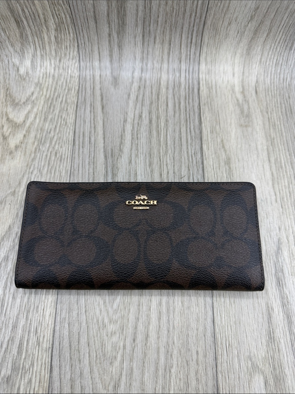 Coach Signature Brown and Dark Brown Continental Wallet